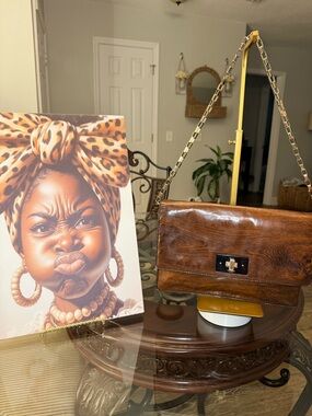 Kate Spade Rare Vintage Wood grain shoulder bag w/ storybook lining